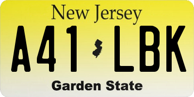 NJ license plate A41LBK
