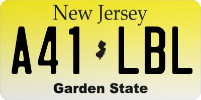 NJ license plate A41LBL