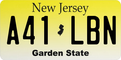 NJ license plate A41LBN