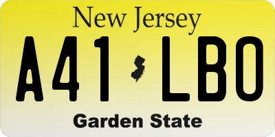 NJ license plate A41LBO