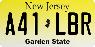 NJ license plate A41LBR
