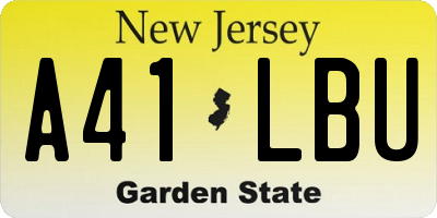 NJ license plate A41LBU