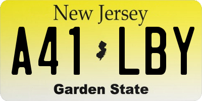 NJ license plate A41LBY