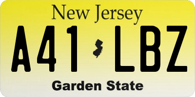 NJ license plate A41LBZ