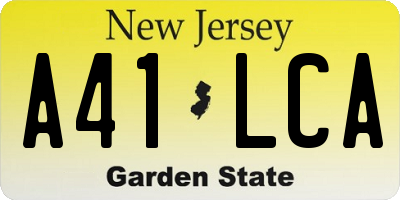 NJ license plate A41LCA