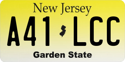 NJ license plate A41LCC