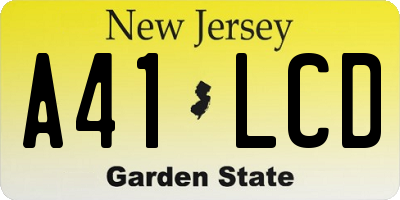 NJ license plate A41LCD