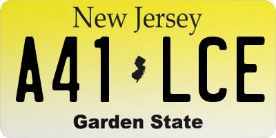 NJ license plate A41LCE