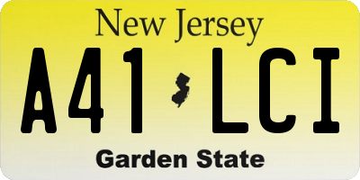 NJ license plate A41LCI