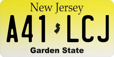 NJ license plate A41LCJ