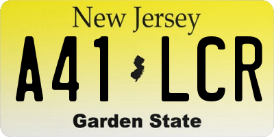 NJ license plate A41LCR