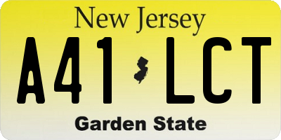 NJ license plate A41LCT