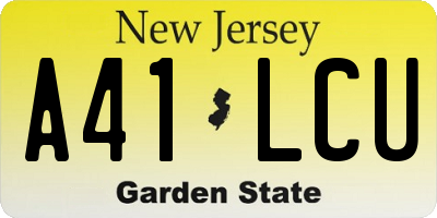 NJ license plate A41LCU