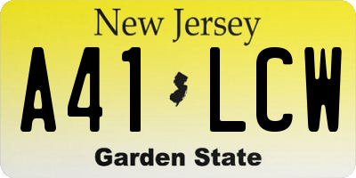 NJ license plate A41LCW