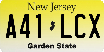NJ license plate A41LCX