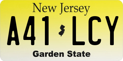 NJ license plate A41LCY