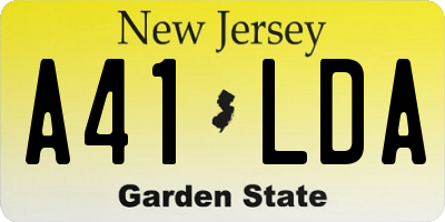 NJ license plate A41LDA