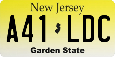 NJ license plate A41LDC