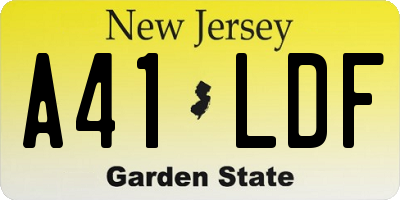 NJ license plate A41LDF
