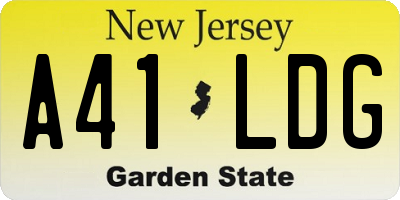 NJ license plate A41LDG