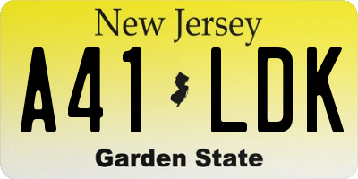 NJ license plate A41LDK
