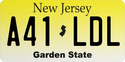 NJ license plate A41LDL