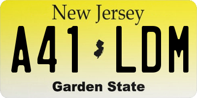 NJ license plate A41LDM