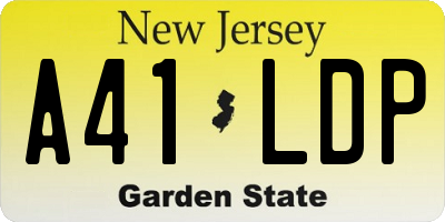 NJ license plate A41LDP