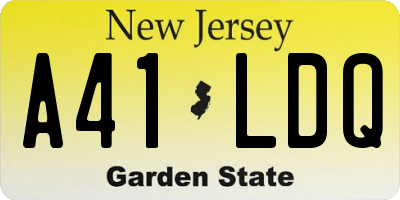 NJ license plate A41LDQ