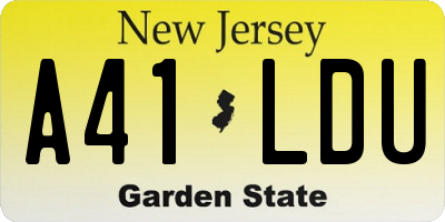 NJ license plate A41LDU