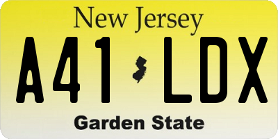 NJ license plate A41LDX