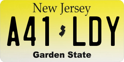 NJ license plate A41LDY