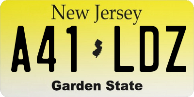 NJ license plate A41LDZ