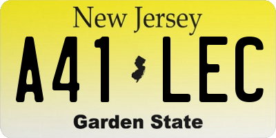NJ license plate A41LEC