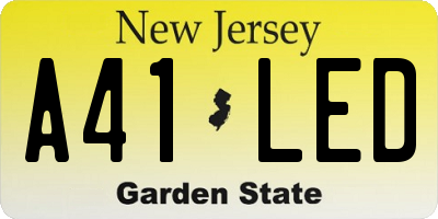 NJ license plate A41LED