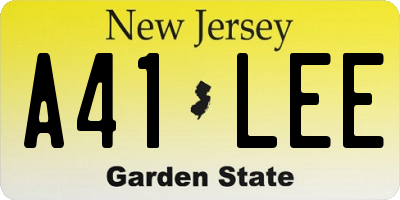 NJ license plate A41LEE