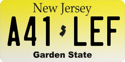 NJ license plate A41LEF