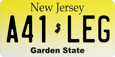 NJ license plate A41LEG