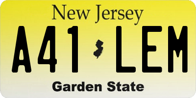 NJ license plate A41LEM