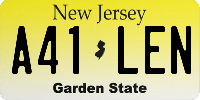 NJ license plate A41LEN