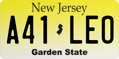 NJ license plate A41LEO