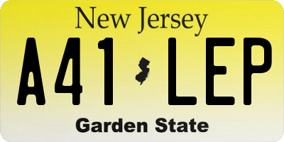 NJ license plate A41LEP