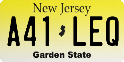 NJ license plate A41LEQ