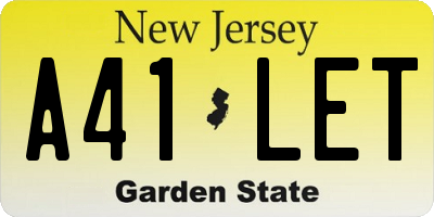 NJ license plate A41LET