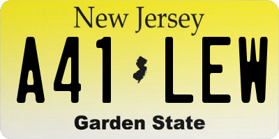 NJ license plate A41LEW