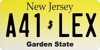 NJ license plate A41LEX