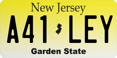 NJ license plate A41LEY