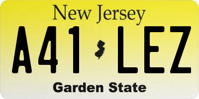 NJ license plate A41LEZ