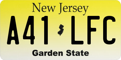 NJ license plate A41LFC