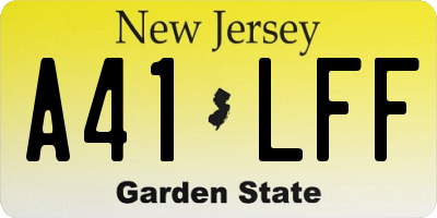 NJ license plate A41LFF